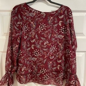 White House Black Market Floral Blouse Size 8